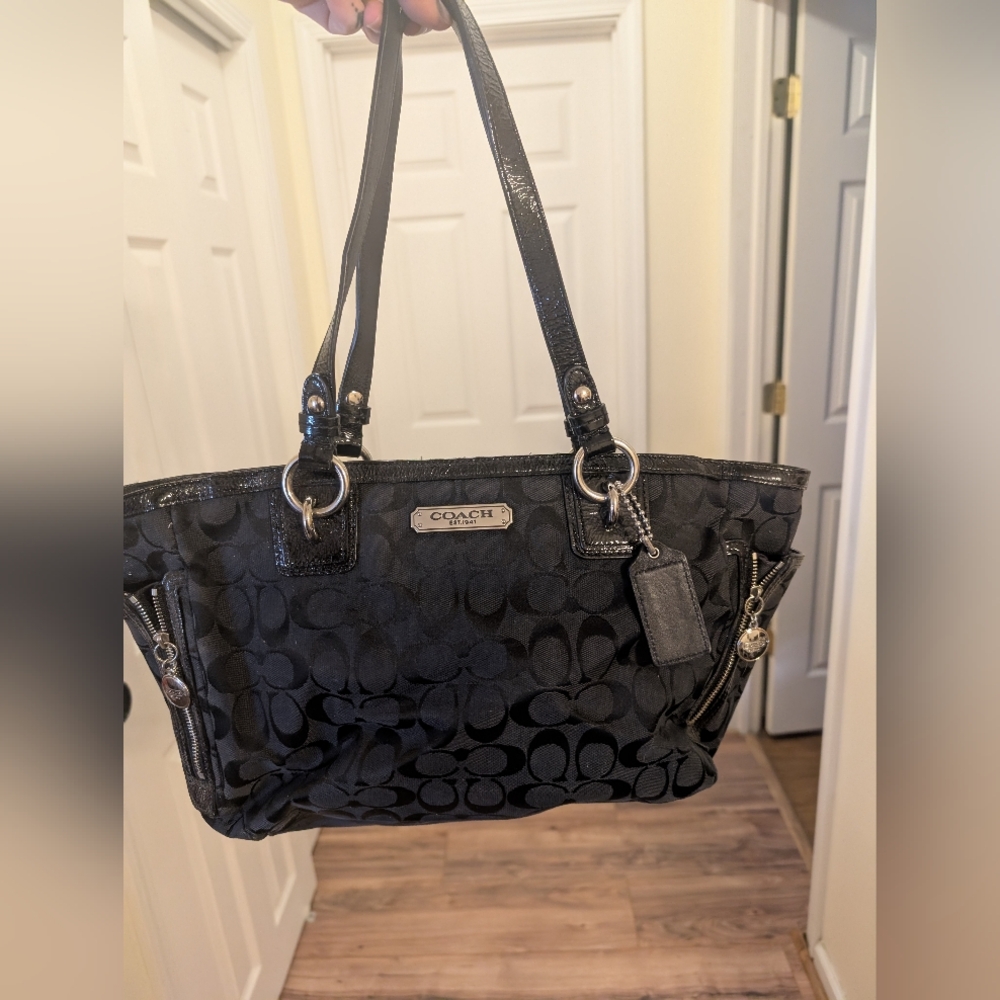 Coach Black Signature Tote Bag